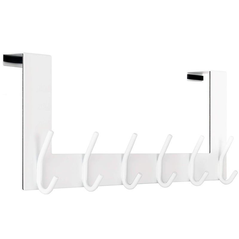 WEBI Over The Door Hooks:Door Hanger Over The Door Towel Rack,Door Coat Towel Hanger Door Coat Rack 6 Hooks for Hanging Clothes,Jacket,Hats,Bathroom,White - Image 1